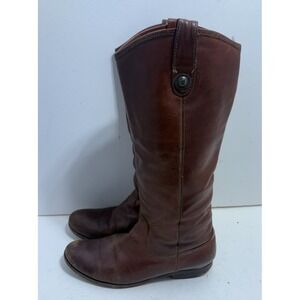 FRYE Womens Melissa Button Boot Equestrian Brown Leather Size 7 B - 14" Tall